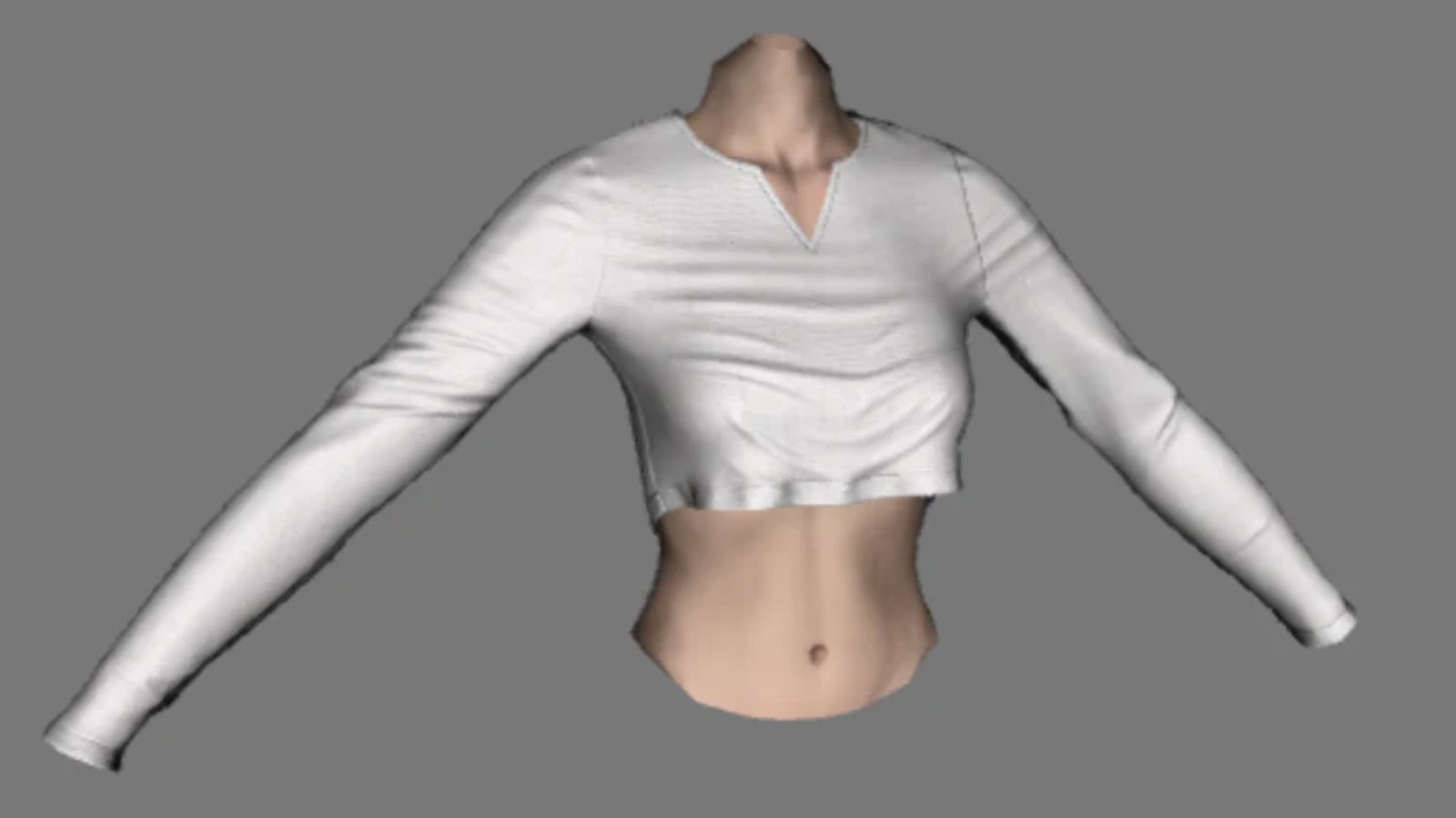 Canvas V-Neck Long Sleeve Cropped Tee
