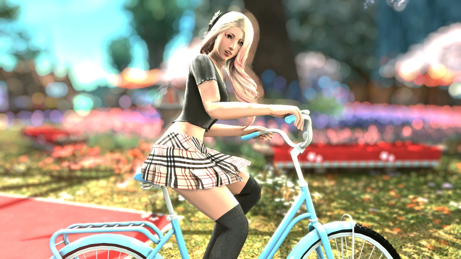 Pleated Skirt With Over-the-Knee Socks